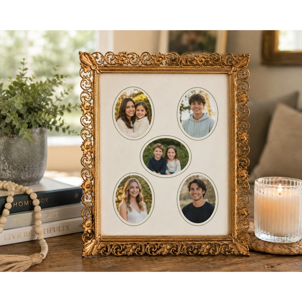 Vtg Olan Mills Frame Ornate Gold Filigree‎ Picture Frame 12x15 Victorian Style